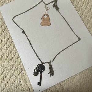 Necklace with Key and Tassel and Lock Adjustable Bronze Finish New with Tag
